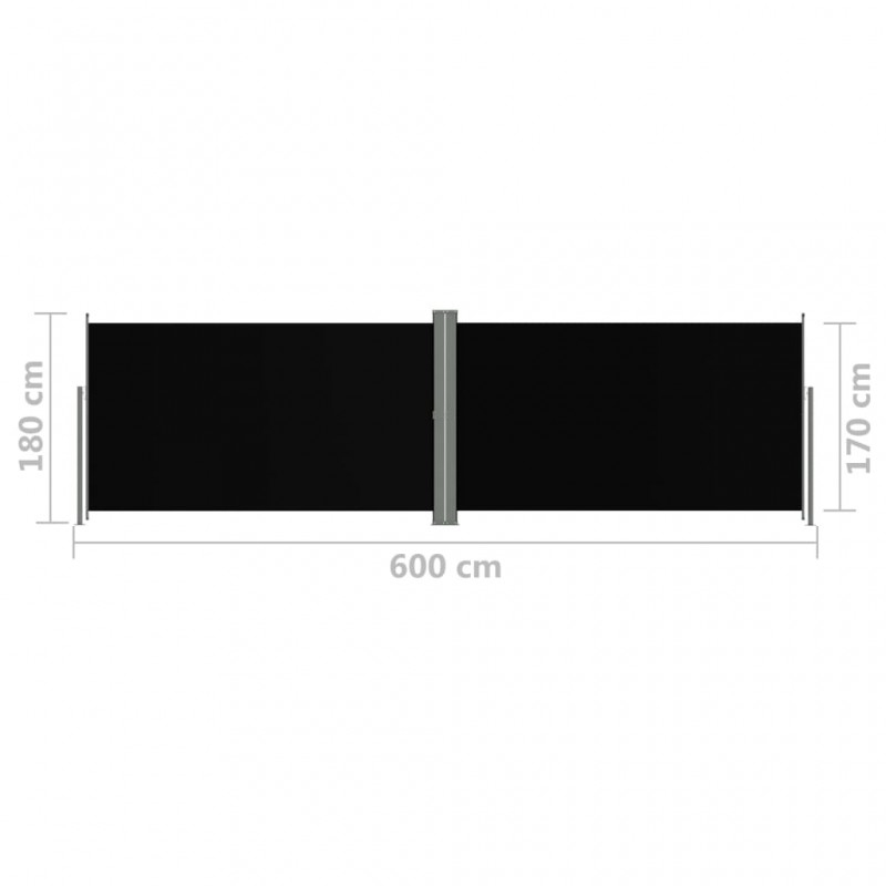 Σκίαστρο Πλαϊνό Συρόμενο Μαύρο 180 x 600 εκ.