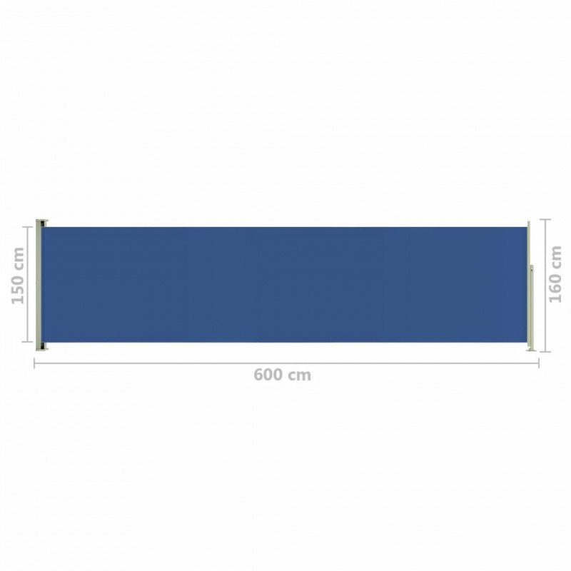 Σκίαστρο Πλαϊνό Συρόμενο Βεράντας Μπλε 160 x 600 εκ.