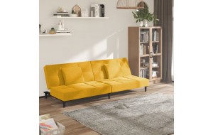 Καναπές Κρεβάτι Διθέσιος Κίτρινος Υφασμάτινος με Δύο Μαξιλάρια