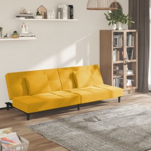 Καναπές Κρεβάτι Διθέσιος Κίτρινος Υφασμάτινος με Δύο Μαξιλάρια