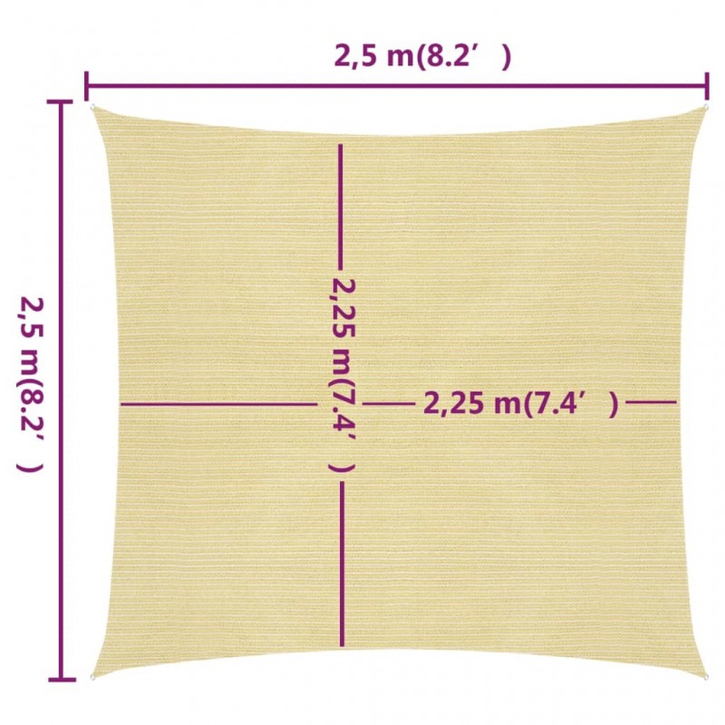 Πανί Σκίασης Μπεζ 2,5 x 2,5 μ. από HDPE 160 γρ./μ²