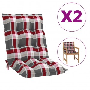 Μαξιλάρια Καρέκλας Κήπου με Πλάτη 2τεμ Κόκκινα Καρό 100x50x7 εκ