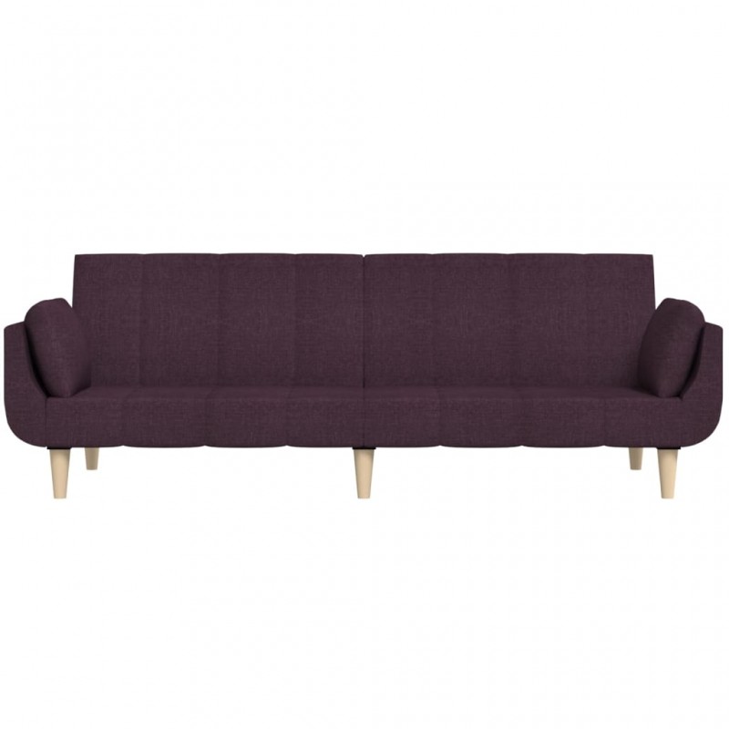 Καναπές Κρεβάτι Διθέσιος Μοβ Ύφασμα με Υποπόδιο & 2 Μαξιλάρια
