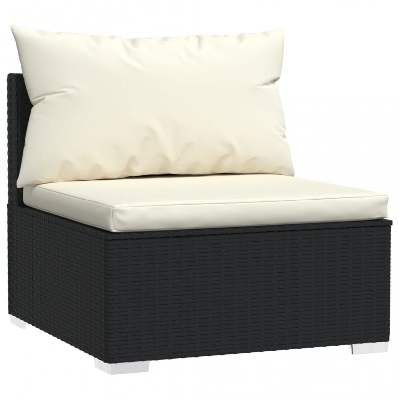 Καναπές τετραθέσιος μαύρος από συνθετικό ρατάν με μαξιλάρια 280x70x60,5 εκ