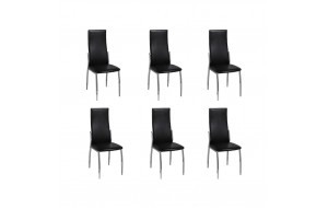Καρέκλες Τραπεζαρίας 6 τεμ. Μαύρες από Συνθετικό Δέρμα