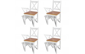 Καρέκλες Τραπεζαρίας 4 τεμ. Λευκές από Ξύλο Πεύκου