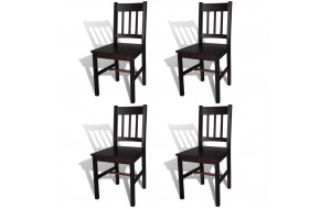 Καρέκλες Τραπεζαρίας 4 τεμ. Σκούρο Καφέ από Ξύλο Πεύκου