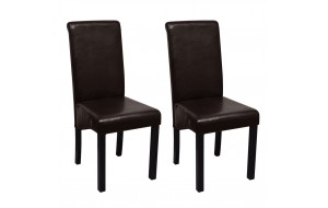Καρέκλες Τραπεζαρίας 2 τεμ. Καφέ από Συνθετικό Δέρμα