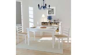 Καρέκλες Τραπεζαρίας 2 τεμ. Λευκές Καουτσουκόδεντρο/Βελούδο