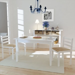 Καρέκλες Τραπεζαρίας 2 τεμ. Λευκές Καουτσουκόδεντρο/Βελούδο