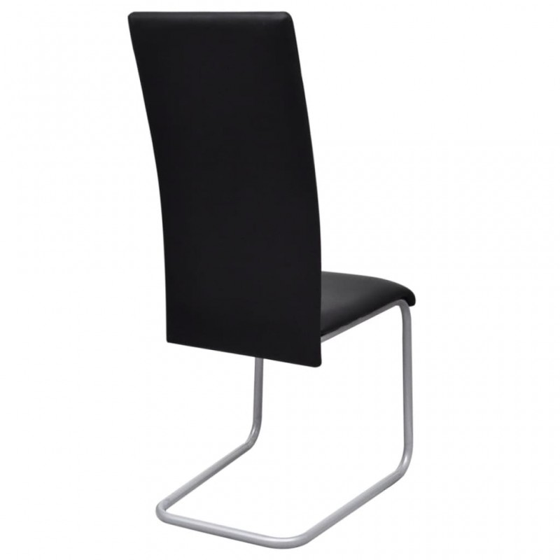 Καρέκλες Τραπεζαρίας Πρόβολος 4 τεμ. Μαύρες Συνθετικό Δέρμα