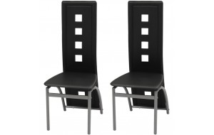 Καρέκλες Τραπεζαρίας 2 τεμ. Μαύρες από Συνθετικό Δέρμα