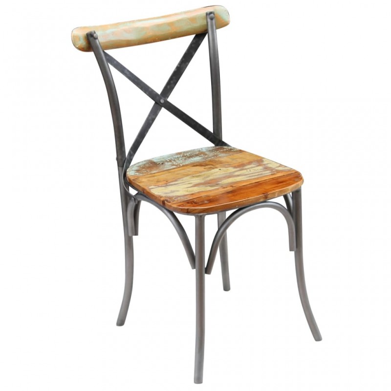 Καρέκλες τραπεζαρίας σετ δύο τεμαχίων από μασίφ ανακυκλωμένο ξύλο 51x52x84 εκ