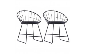 Καρέκλες 2 τεμ. Μαύρες Ατσάλι/Κάθισμα Δερματίνης