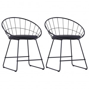 Καρέκλες 2 τεμ. Μαύρες Ατσάλι/Κάθισμα Δερματίνης
