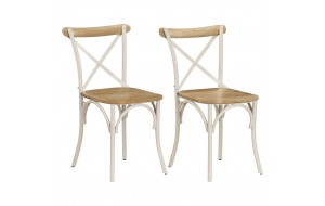 Καρέκλες με Χιαστί Πλάτη 2 τεμ. Λευκές από Μασίφ Ξύλο Μάνγκο