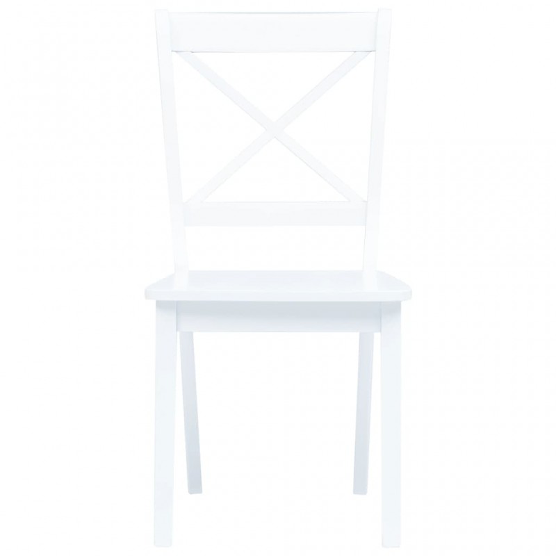 Καρέκλες Τραπεζαρίας 4 τεμ. Λευκές Μασίφ Ξύλο Καουτσουκόδεντρου