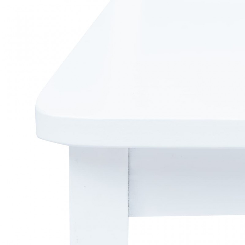 Καρέκλες Τραπεζαρίας 4 τεμ. Λευκές Μασίφ Ξύλο Καουτσουκόδεντρου
