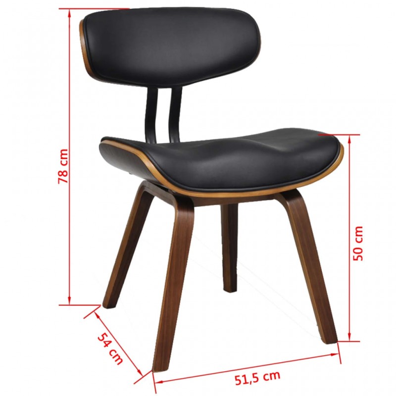 Καρέκλες τραπεζαρίας σετ τεσσάρων τεμαχίων από λυγισμένο ξύλο και συνθετικό δέρμα