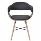 Καρέκλες σετ έξι τεμαχίων από λυγισμένο ξύλο και σκούρο γκρι ύφασμα