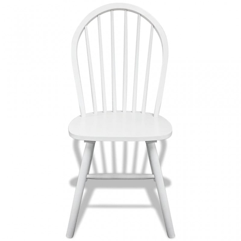 Καρέκλες Τραπεζαρίας 6 τεμ. Λευκές Μασίφ Ξύλο Καουτσουκόδεντρου