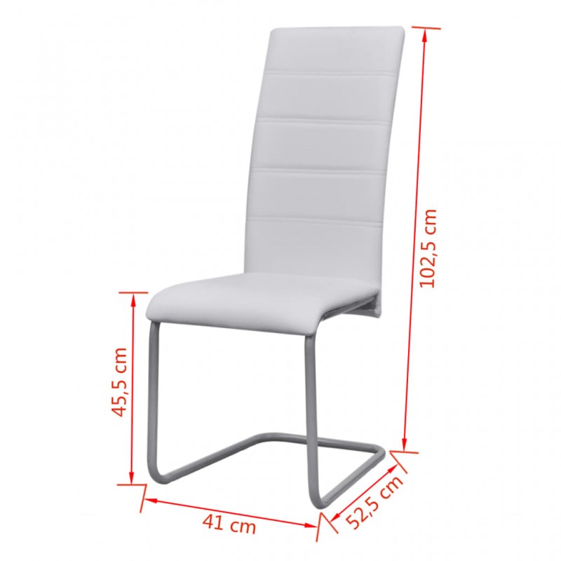 Καρέκλες Τραπεζαρίας Πρόβολος 6 τεμ. Λευκές Συνθετικό Δέρμα