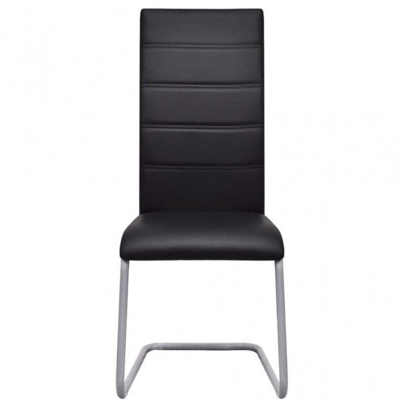 Καρέκλες τραπεζαρίας Πρόβολος σετ έξι τεμαχίων μαύρες συνθετικό δέρμα