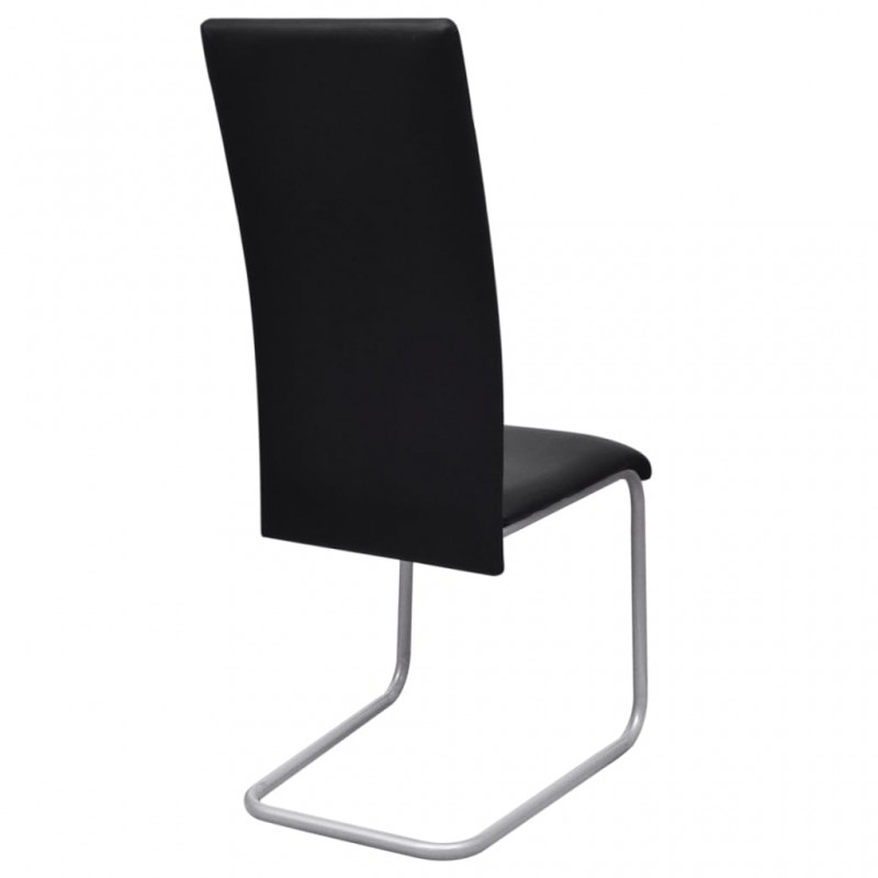 Καρέκλες τραπεζαρίας Πρόβολος σετ έξι τεμαχίων μαύρες συνθετικό δέρμα