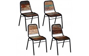 Καρέκλες Τραπεζαρίας 4 τεμ. από Μασίφ Ανακυκλωμένο Ξύλο