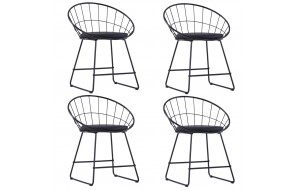 Καρέκλες 4 τεμ. Μαύρες Ατσάλι/Καθίσματα Δερματίνης