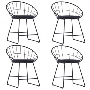 Καρέκλες 4 τεμ. Μαύρες Ατσάλι/Καθίσματα Δερματίνης