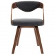 Καρέκλες σετ τεσσάρων τεμαχίων από λυγισμένο ξύλο και σκούρο γκρι ύφασμα