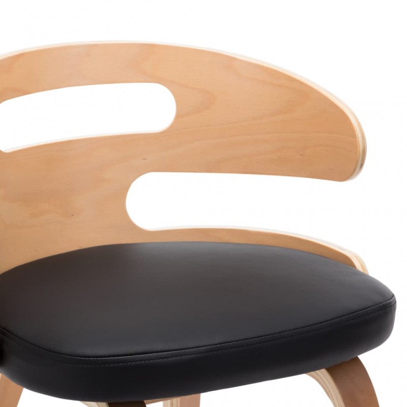 Καρέκλες σετ δύο τεμαχίων από μαύρο συνθετικό δέρμα και λυγισμένο ξύλο