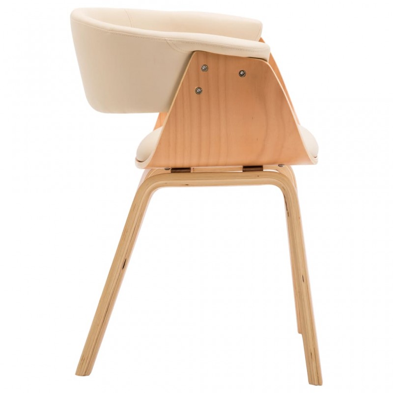 Καρέκλα από κρεμ συνθετικό δέρμα και λυγισμένο ξύλο