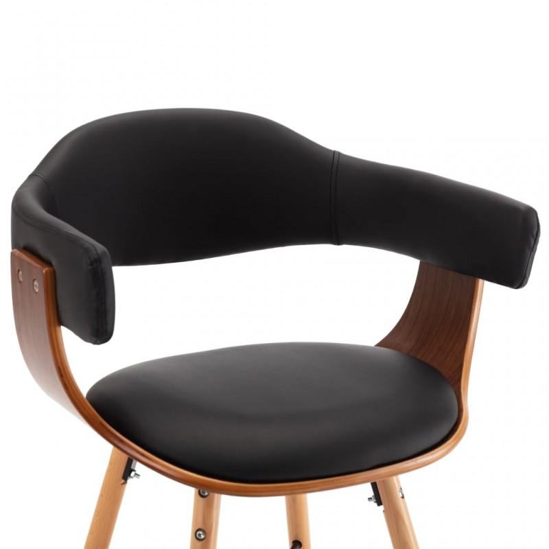 Καρέκλες σετ δύο τεμαχίων από λυγισμένο ξύλο με μαύρο συνθετικό δέρμα
