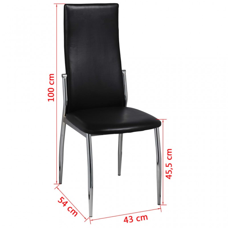Καρέκλες Τραπεζαρίας 4 τεμ. Μαύρες από Συνθετικό Δέρμα
