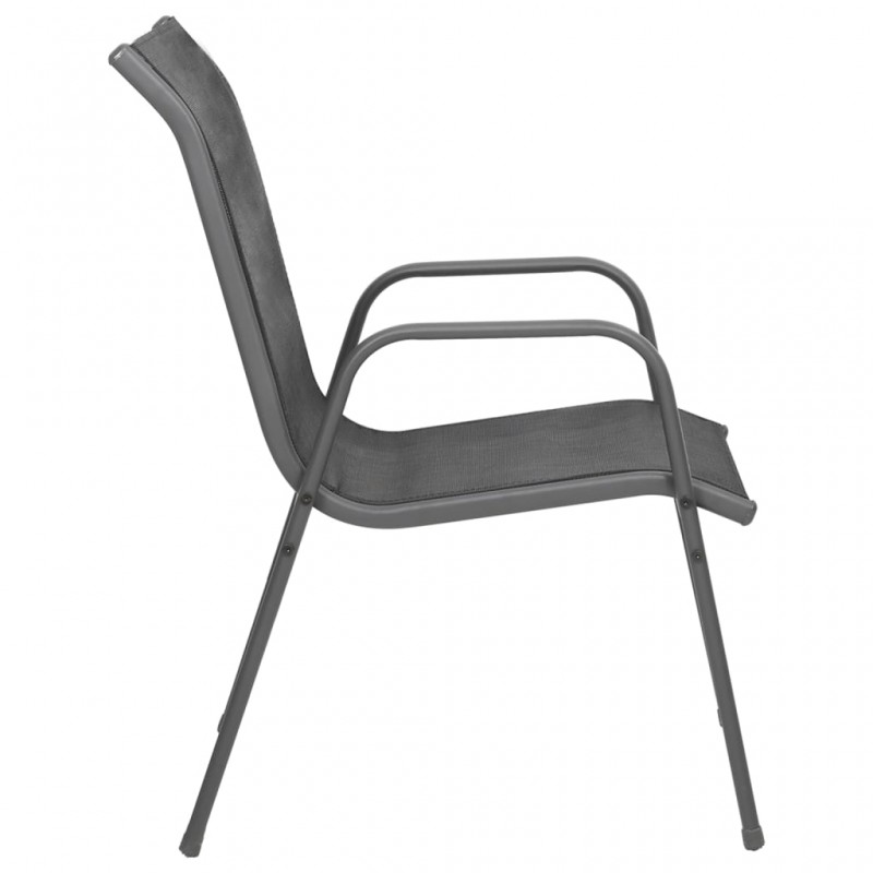 Καρέκλες Κήπου 4 τεμ. Μαύρες από Ατσάλι / Textilene