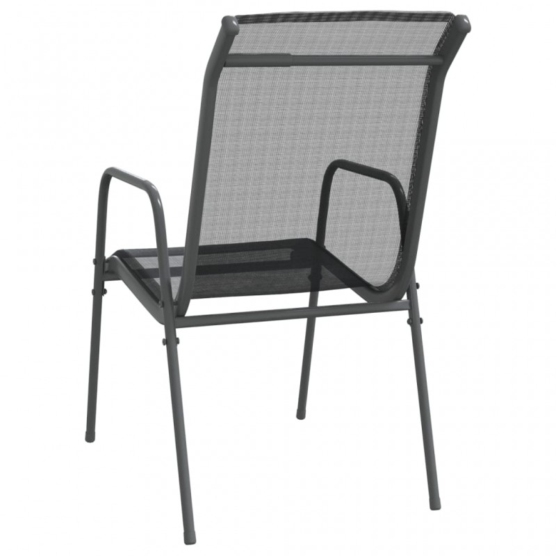 Καρέκλες Κήπου 4 τεμ. Μαύρες από Ατσάλι / Textilene