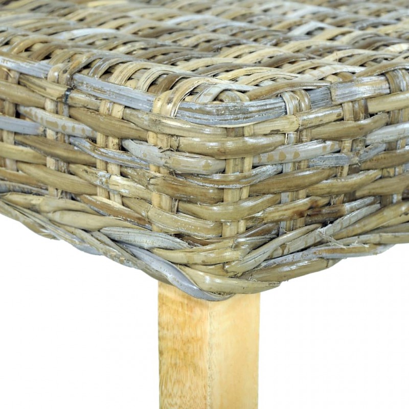 Πάγκος από φυσικό ρατάν kubu και μασίφ ξύλο μάνγκο 110x35x45 εκ
