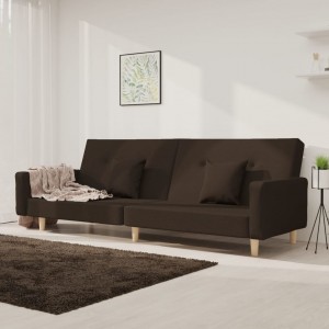 Καναπές Κρεβάτι Διθέσιος Σκούρο Καφέ Υφασμάτινος με 2 Μαξιλάρια