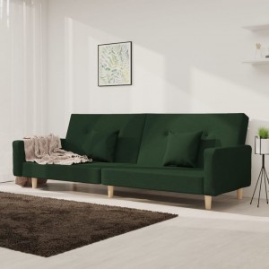 Καναπές Κρεβάτι Διθέσιος Πράσινος Υφασμάτινος με Δύο Μαξιλάρια