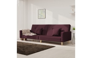 Καναπές Κρεβάτι Διθέσιος Μοβ Υφασμάτινος με Δύο Μαξιλάρια