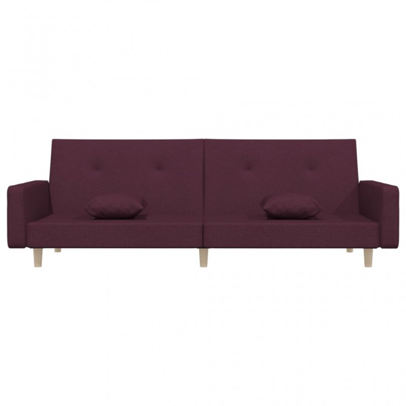 Καναπές Κρεβάτι Διθέσιος Μοβ Υφασμάτινος με Δύο Μαξιλάρια