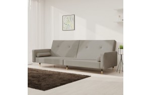 Καναπές Κρεβάτι Διθέσιος Ανοιχτό Γκρι Βελούδινος & 2 Μαξιλάρια