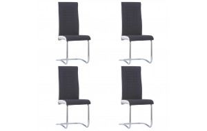 Καρέκλες Τραπεζαρίας Πρόβολος 4 τεμ. Μαύρες Υφασμάτινες