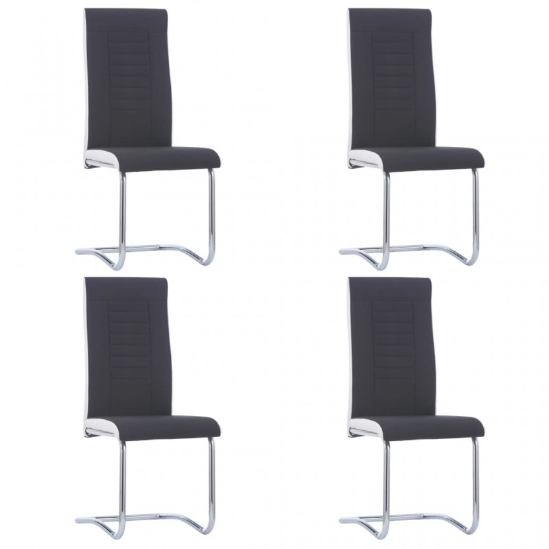 Καρέκλες Τραπεζαρίας Πρόβολος 4 τεμ. Μαύρες Υφασμάτινες