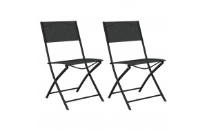 Καρέκλες Εξ. Χώρου Πτυσσόμενες 2 τεμ. Μαύρες. Ατσάλι/Textilene