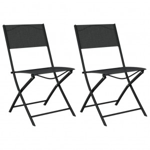 Καρέκλες Εξ. Χώρου Πτυσσόμενες 2 τεμ. Μαύρες. Ατσάλι/Textilene