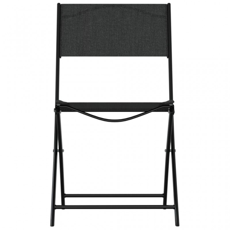 Καρέκλες εξωτερικού χώρου πτυσσόμενες σετ δύο τεμαχίων μαύρες από ατσάλι και textilene