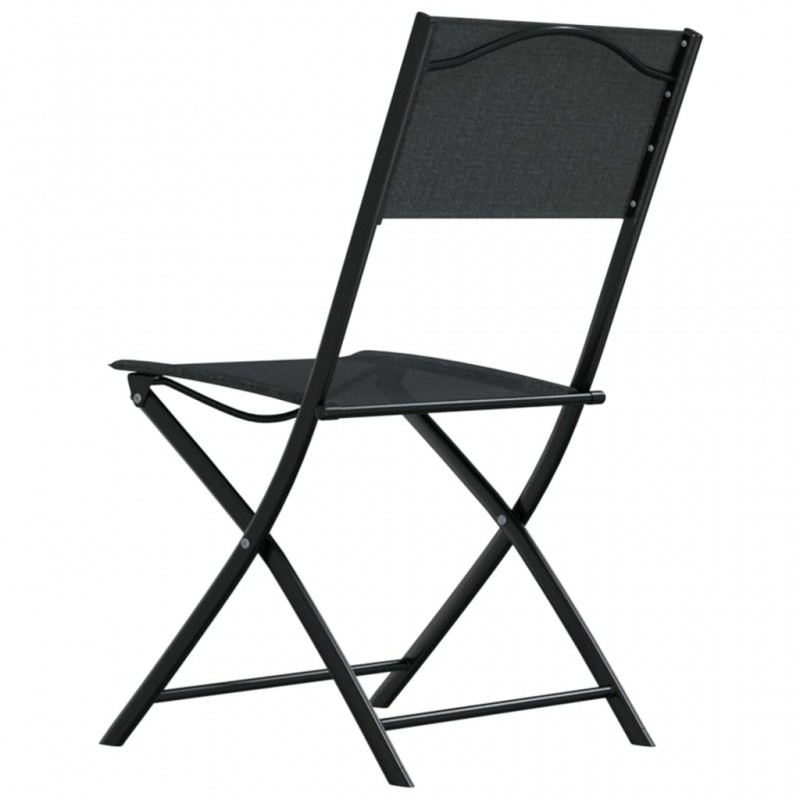 Καρέκλες εξωτερικού χώρου πτυσσόμενες σετ δύο τεμαχίων μαύρες από ατσάλι και textilene